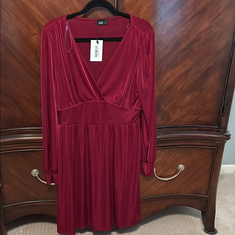 Holiday Red Long Sleeve Dress by Muse Petites NWT